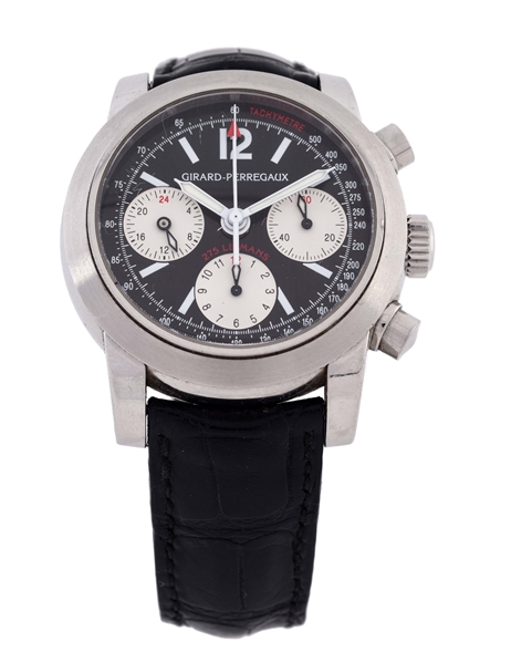 GIRARD PERREGAUX STAINLESS STEEL CHRONOGRAPH MENS REFERENCE 8090 CASE SERIAL NO 302/2000A