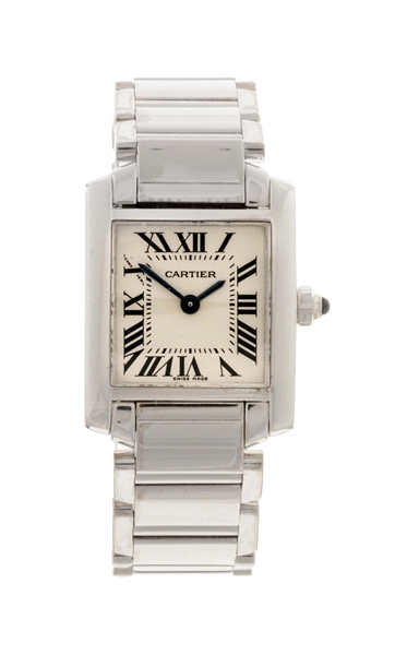 CARTIER 18K WHITE GOLD TANK FRANCAISE LADIES REFERENCE 2403 CASE SERIAL 142927CD