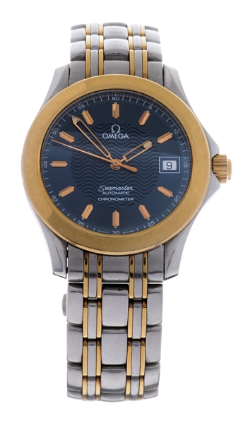 OMEGA STAINLESS STEEL & 18K YELLOW GOLD SEAMASTER MENS 