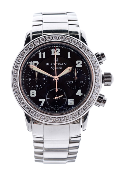 BLANCPAIN STAINLESS STEEL FLYBACK CHRONOGRAPH DIAMOND SET MEDIUM REFERENCE 2385F CASE NO. 815