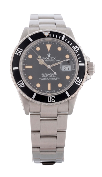 RARE ROLEX STAINLESS STEEL BLACK SUBMARINER MENS REFERENCE 168000 CASE SERIAL R240XXX