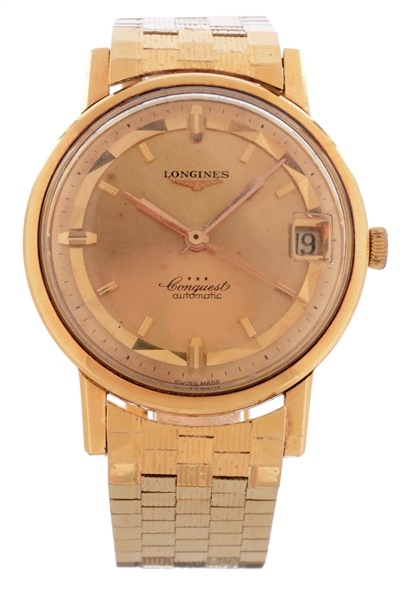 LONGINES 18K YELLOW GOLD CONQUEST AUTOMATIC UNI-SEX REFERENCE 9025 20 CASE SERIAL 666