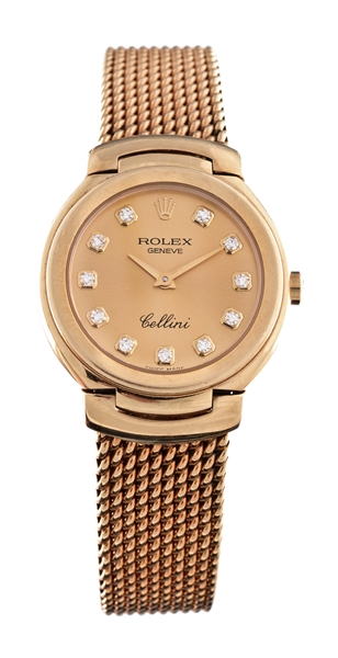 ROLEX 18K YELLOW GOLD FACTORY DIAMOND DIAL CELLINI LADIES REFERENCE 6621 CASE SERIAL 265 2XXX