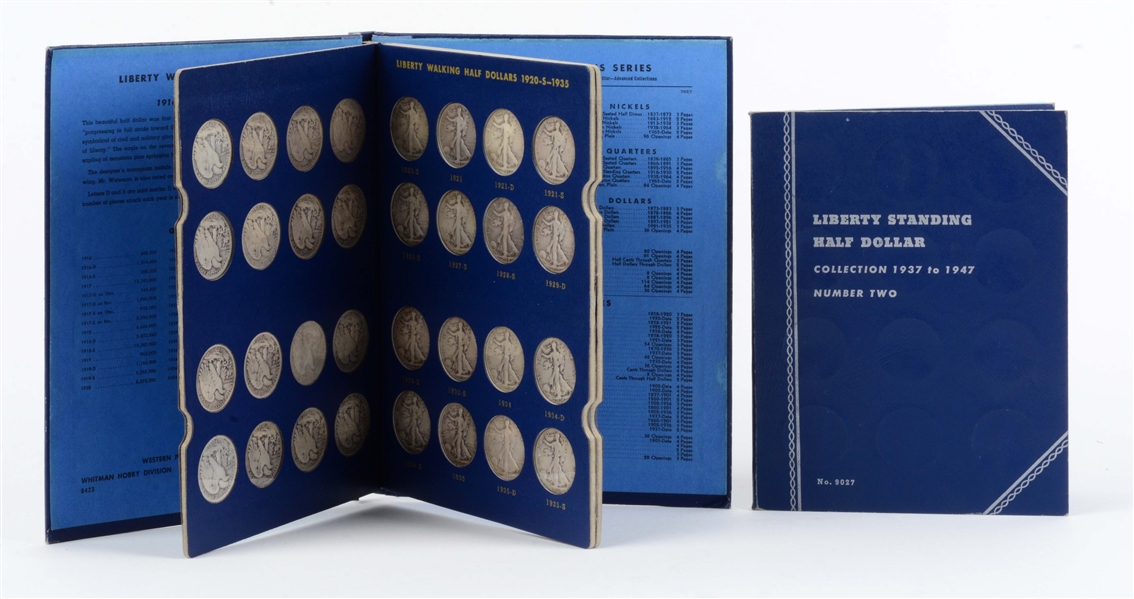 WALKING LIBERTY HALF DOLLAR COLLECTION IN TWO ALBUMS.