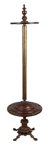 DECORATIVE STAND WITH POOL CUES.