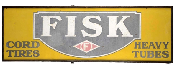 FISK TIRES TIN ADVERTISING SIGN.                   