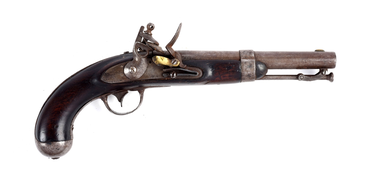 (A) U.S. MODEL 1836 FLINTLOCK SINGLE SHOT MARTIAL PISTOL BY JOHNSON.