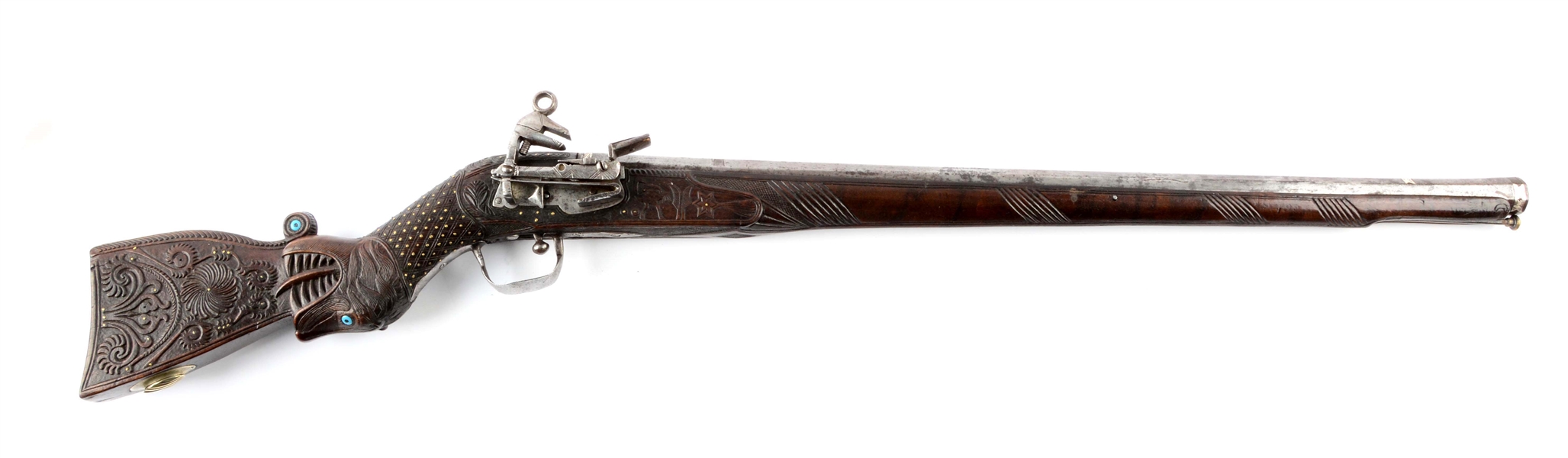 (A) VERY ORNATE HOWDAH MIGUELET RIFLE FROM INDIA.