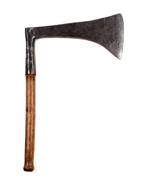 LARGE AND EARLY DOUBLE BEVEL HEWING AX.