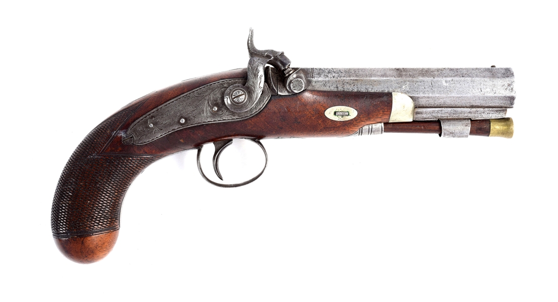(A) LARGE PHILADELPHIA DERINGER STYLE PERCUSSION PISTOL BY TRYON MERRICK & CO.