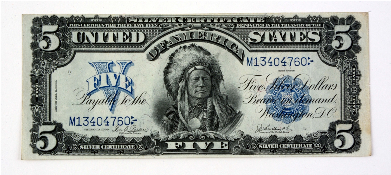 $5.00 1899 SILVER CERTIFICATE "CHIEF" FR 277.