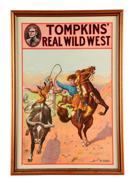 TOMPKINS REAL WILD WEST POSTER WITH WOODEN FRAME. 