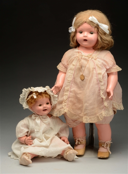 LOT OF 2: AMERICAN COMPOSITION PHONOGRAPH DOLLS.