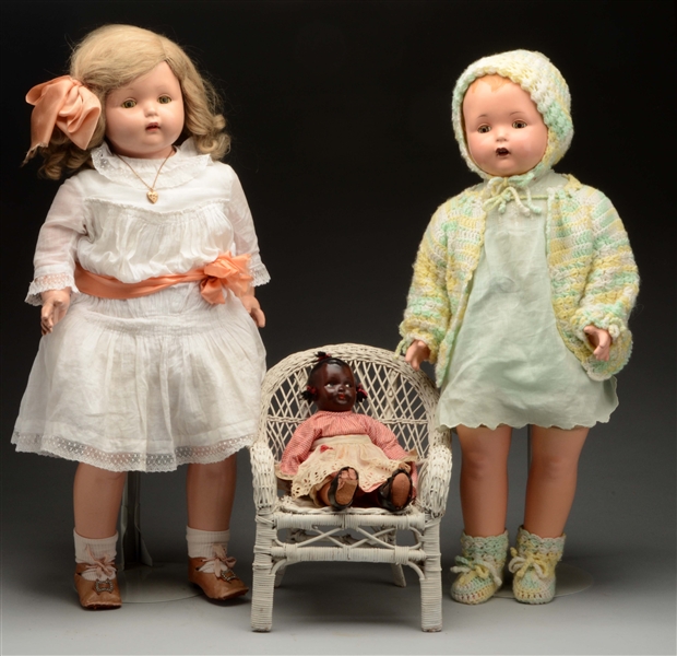 LOT OF 3: AMERICAN COMPOSITION DOLLS. 