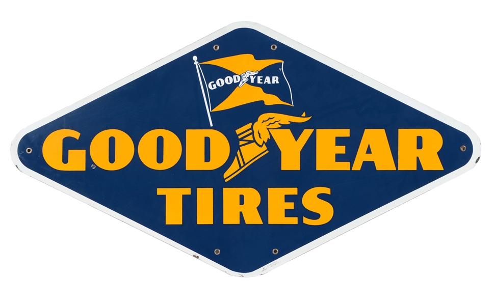 GOODYEAR TIRES DIAMOND SHAPED PORCELAIN SIGN. 