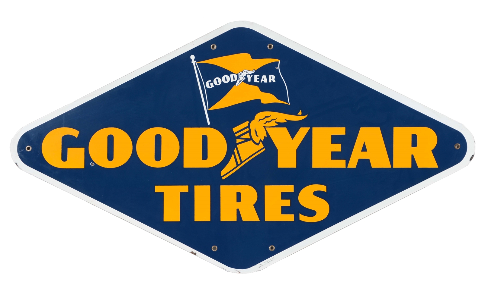 GOODYEAR TIRES DIAMOND SHAPED PORCELAIN SIGN. 