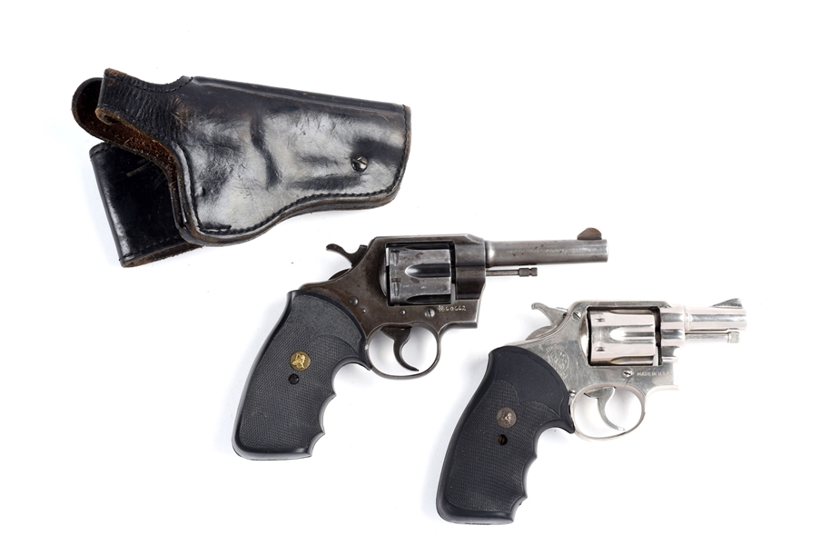 LOT OF 2: VINTAGE .38 SPECIAL COLT AND S&W DOUBLE ACTION REVOLVERS.