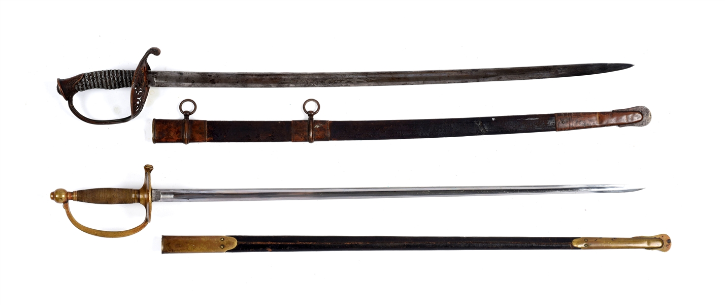 LOT OF 2: U.S. MODEL 1840 NCO SWORD AND MODEL 1850 INFANTRY OFFICERS SWORD.
