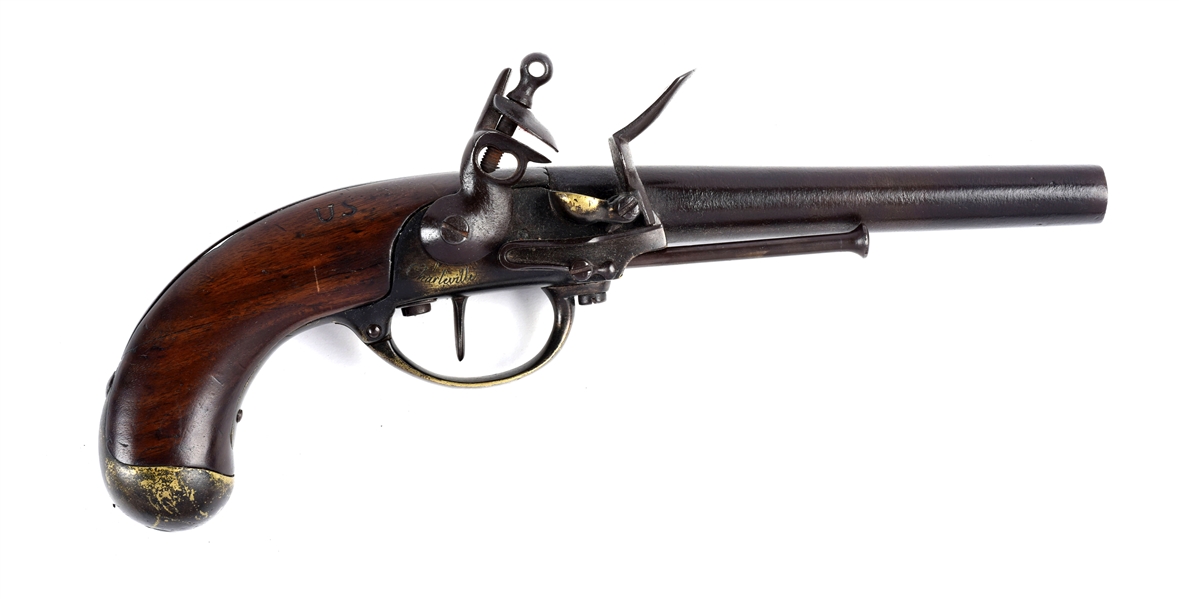 (A) FRENCH MODEL 1777 FLINTLOCK SINGLE SHOT CHARLEVILLE PISTOL.