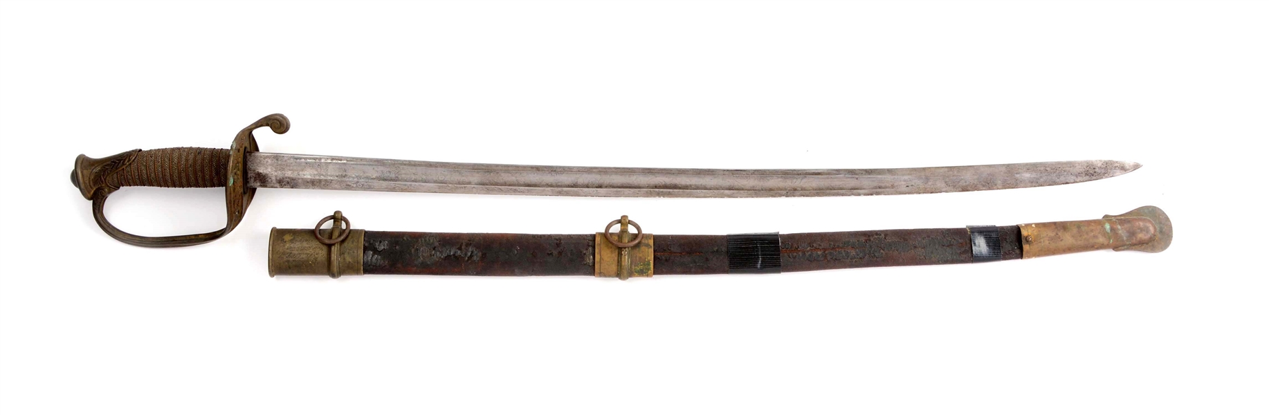 SCARCE U.S. MODEL 1850 FOOT OFFICERS SWORD BY MINTZER PRESENTED TO CAPTAIN CHARLES CONLEY, 133RD PENNSYLVANIA VOLUNTEERS ON JULY 4, 1862.