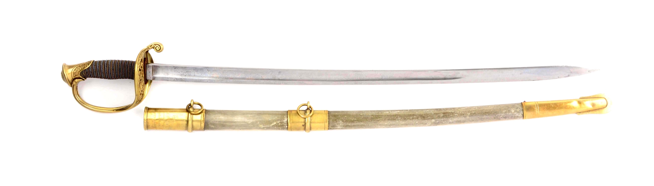 U.S. MODEL 1850 FOOT OFFICERS PRESENTATION SWORD TO LIEUTENANT JAMES LONG NEW JERSEY DATED 1861.