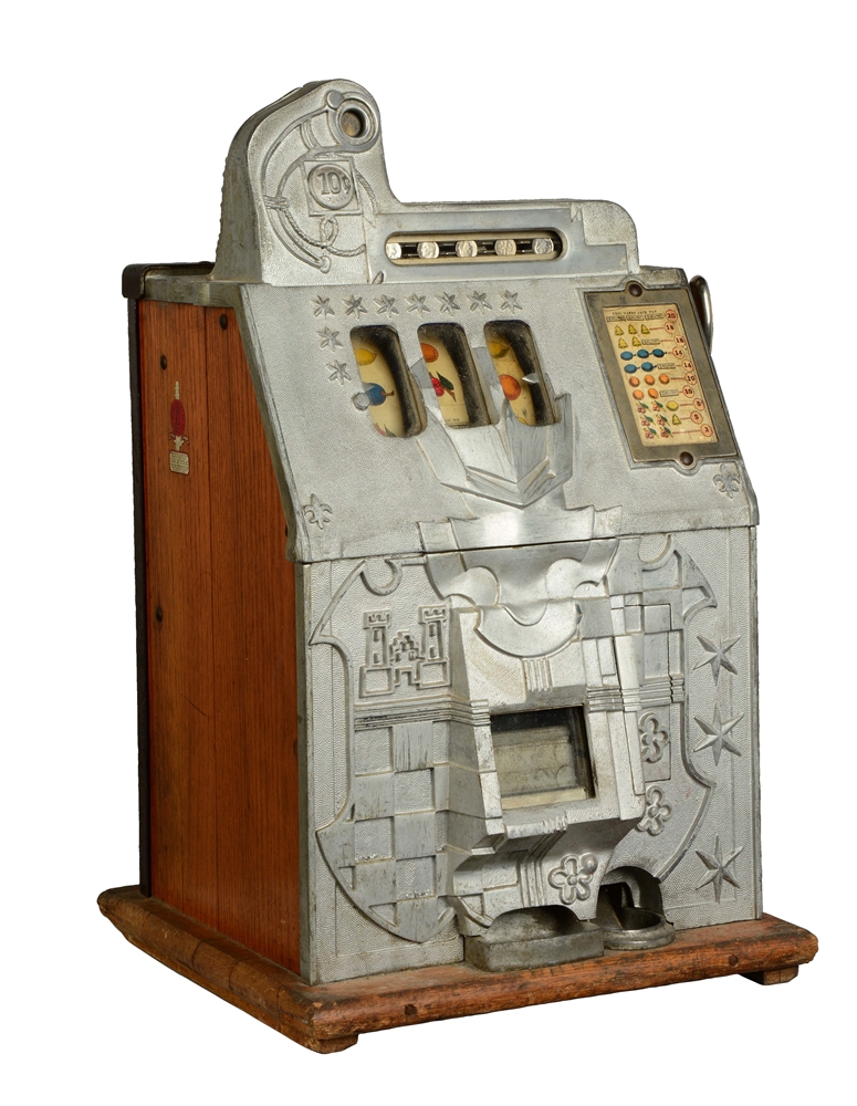 **10¢ MILLS "CASTLE FRONT" MYSTERY BELL SLOT MACHINE. 