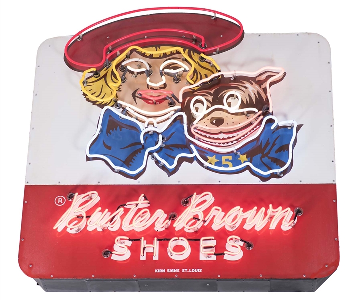BUSTER BROWN SHOES PORCELAIN NEON SIGN. 
