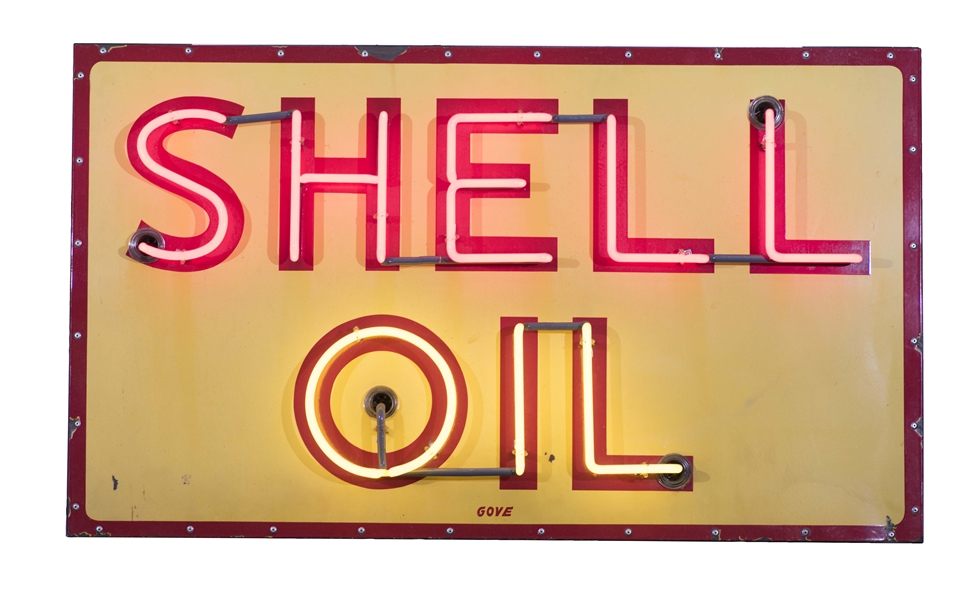 SHELL OIL PORCELAIN NEON SIGN. 