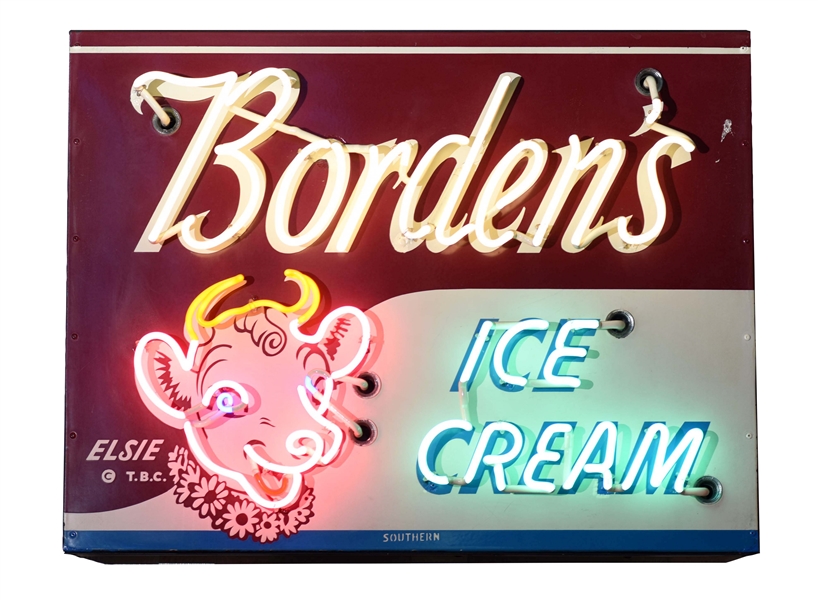 BORDENS ICE CREAM W/ ELISE THE COW NEON SIGN.