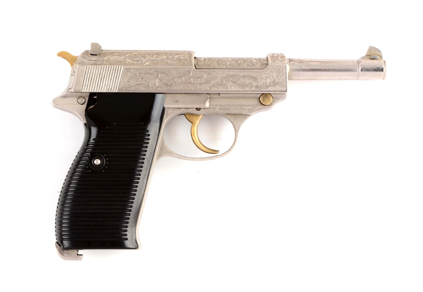 (C) CASED  ENGRAVED WALTHER P-38 SEMI- AUTOMATIC PISTOL WITH CAPTURE PAPERS.