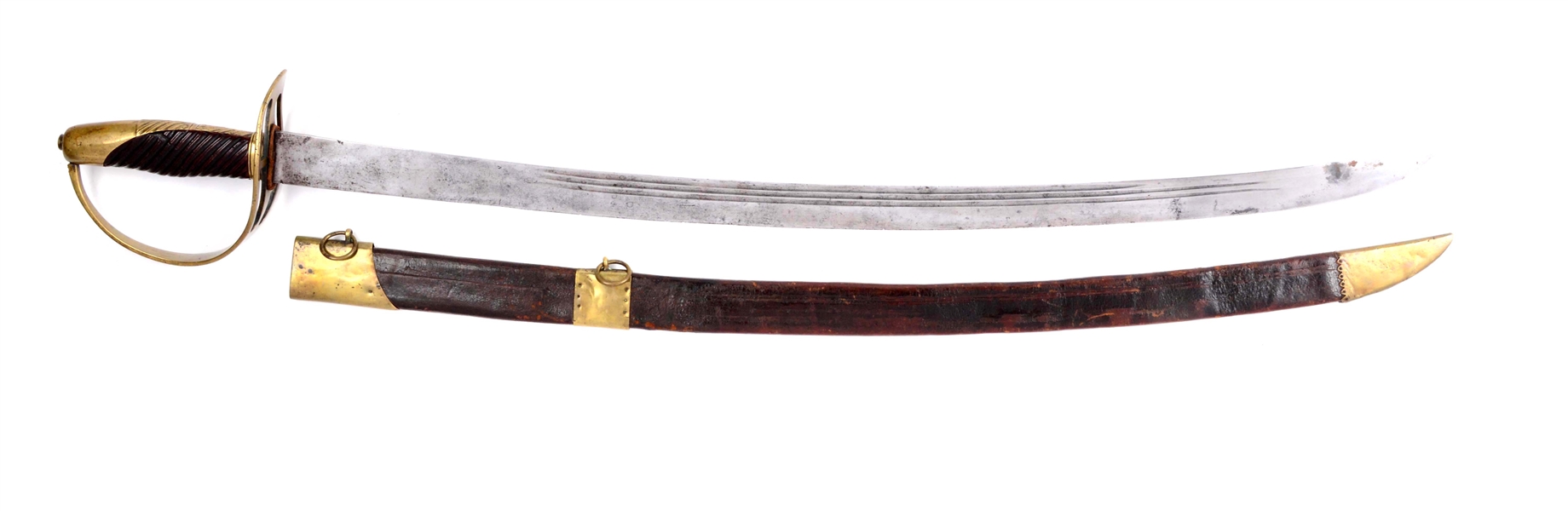 EXTRAORDINARY AMERICAN REVOLUTIONARY WAR PERIOD CAVALRY OFFICERS SABER WITH SCABBARD.