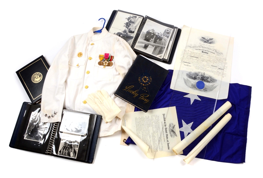 IDENTIFIED UNIFORM, DOCUMENTS, AND ALBUMS OF U.S. NAVY REAR ADMIRAL JOHN E. DACEY.