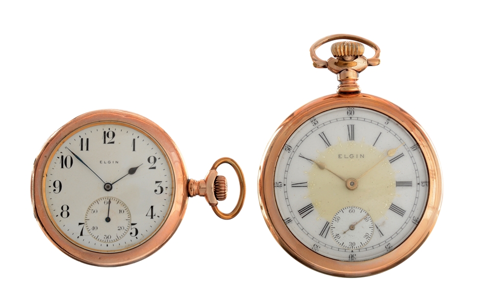 LOT OF 2: YELLOW GOLD FILLED POCKET WATCHES. 