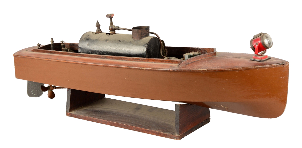 EARLY STEAM POWER WOOD BOAT TOY.