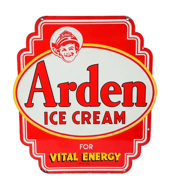 ARDEN ICE CREAM FOR VITAL ENERGY PORCELAIN DIE-CUT SIGN.