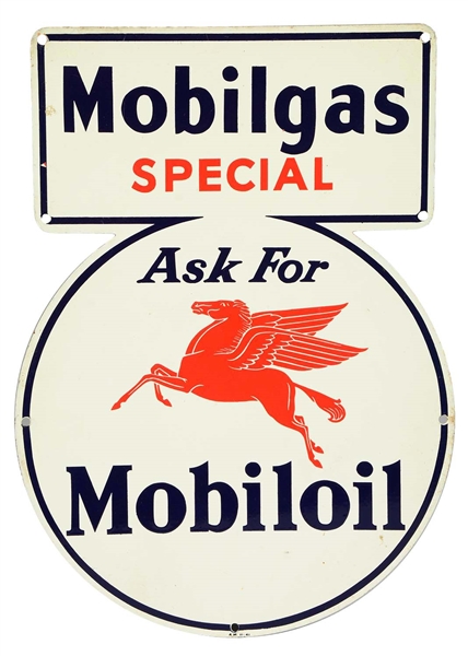MOBILGAS SPECIAL ASK FOR MOBILOIL TIN KEYHOLE SIGN.