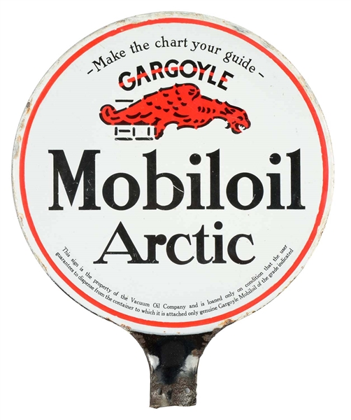 MOBILOIL ARCTIC PORCELAIN PADDLE W/ GARGOYLE GRAPHIC. 