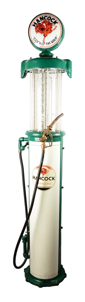 RESTORED HANCOCK GASOLINE TOKHEIM #600 TEN GALLON VISIBLE GAS PUMP & GLOBE.