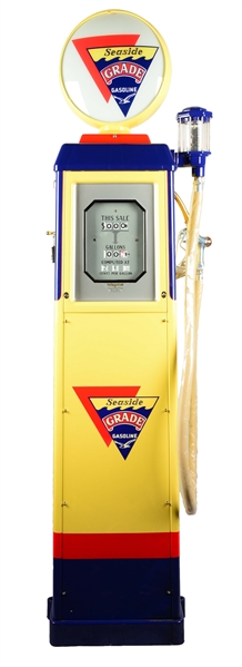 RESTORED WAYNE MODEL #40A COMPUTING GAS PUMP WITH SEASIDE COLORS.