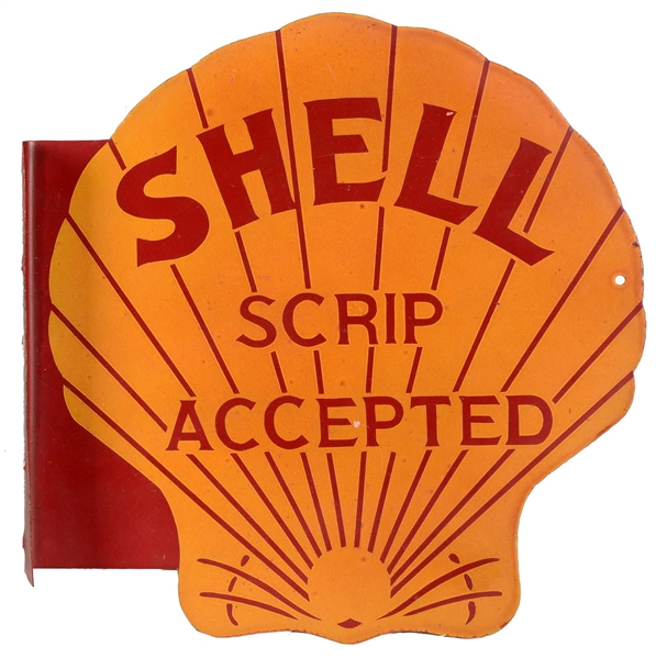 REPRODUCTION SHELL GASOLINE DIE-CUT FLANGE SIGN.