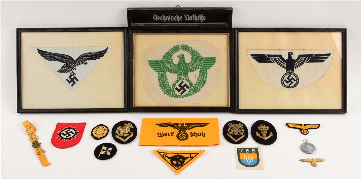 LOT OF 17: WWII GERMAN INSIGNIA. 
