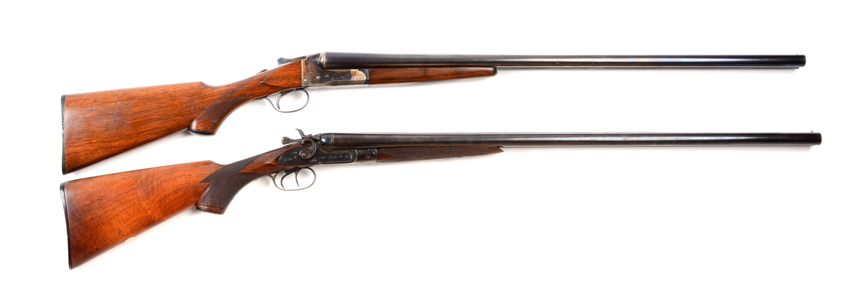 (C) LOT OF 2: LEFEVER AND STANLEY ARMS 12 BORE DOUBLE BARREL SHOTGUNS.