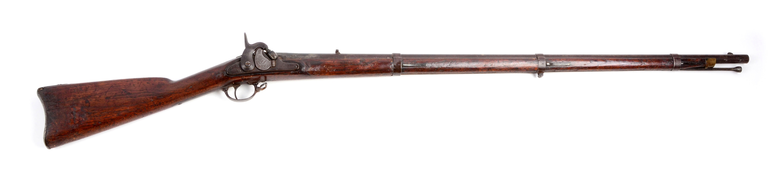 (A) U.S. MODEL 1855 PERCUSSION MUSKET BY SPRINGFIELD.