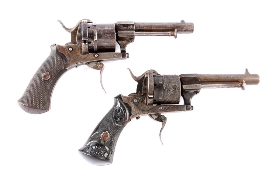(A) LOT OF 2: EARLY SYSTEME LEFAUCHEAUX DOUBLE ACTION REVOLVERS.