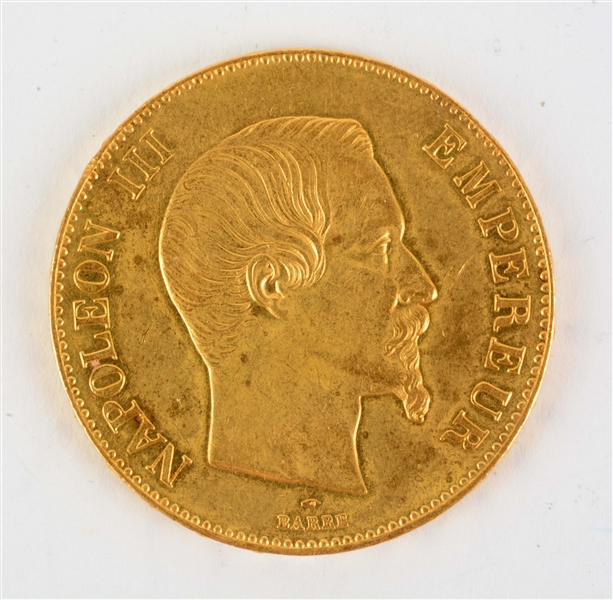 GOLD 1858 FRENCH 100 FRANK.