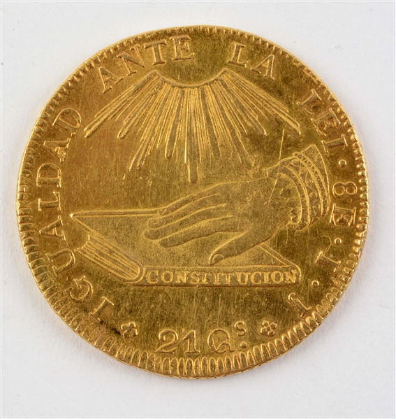 GOLD 1837 CHILE 8 ESCUDOS.