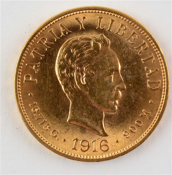 GOLD 1916 CUBA 10 PESOS.
