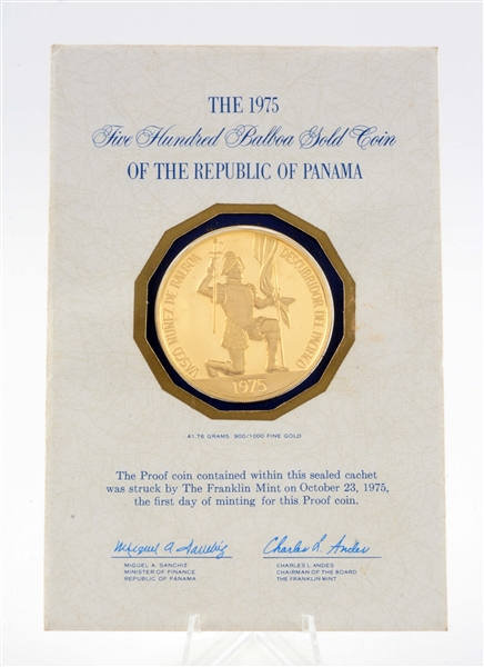 GOLD 1975 PANAMA 500 BALBOAS.