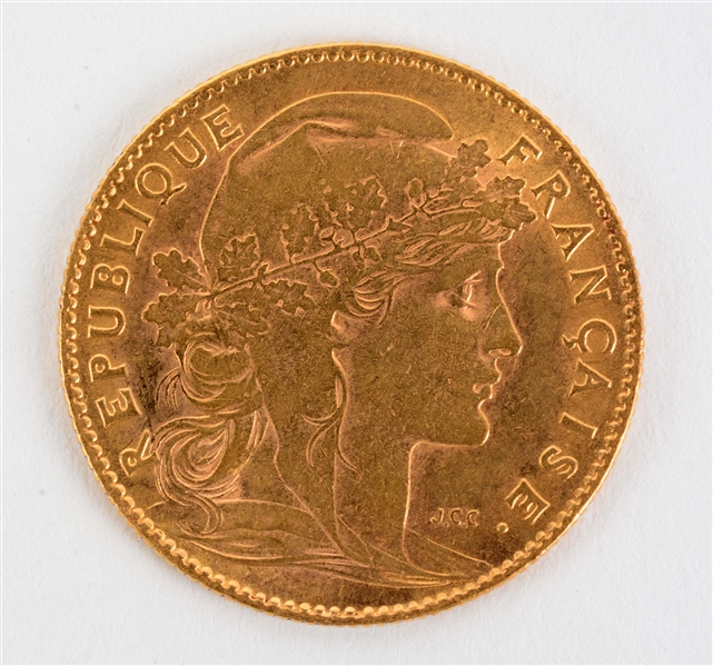 GOLD 1906 A FRENCH 10 FRANCS.
