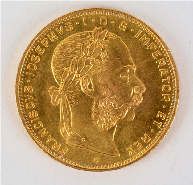 GOLD 1892 AUSTRIA 20 FRANCS.